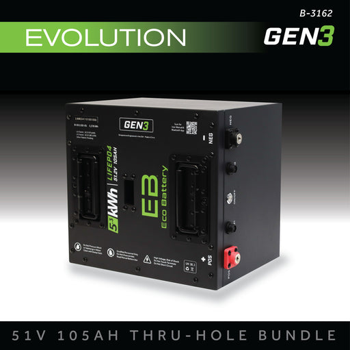 51V 105Ah LiFePO4 Battery Bundle / Evolution / Universal - front view
