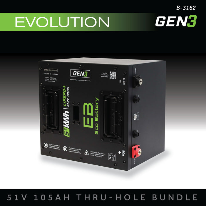 51V 105Ah LiFePO4 Battery Bundle / Evolution / Universal - front view