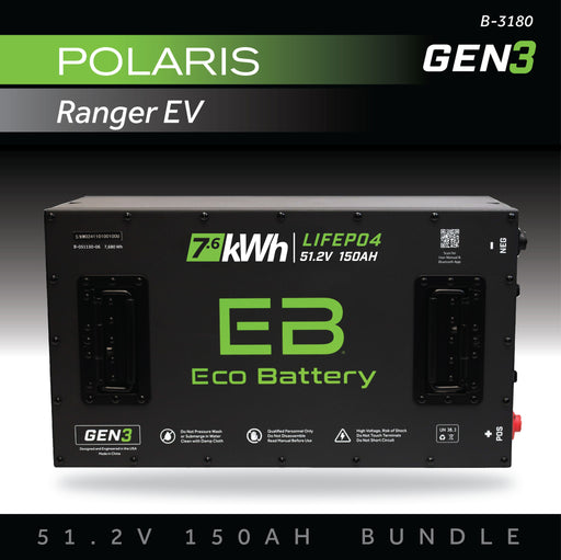 48V 150Ah LiFePO4 Battery Bundle / Club Car DS / Polaris Ranger EV - front view