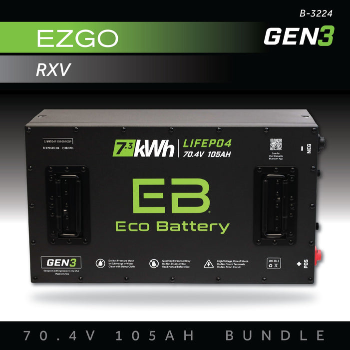 70V 105Ah LiFePO4 Battery Bundle / EZGO RXV - front view