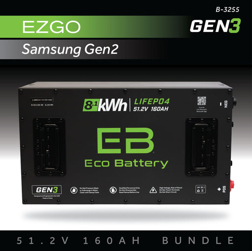 Eco Battery 51V 160Ah lithium battery bundle for EZGO RXV Samsung Gen2