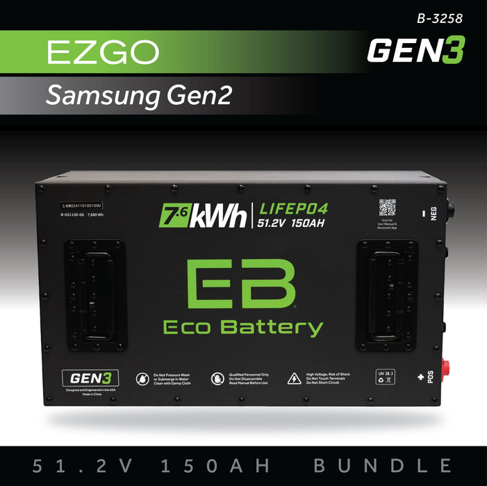 Eco Battery 51V 150Ah lithium battery bundle for EZGO RXV Samsung Gen2