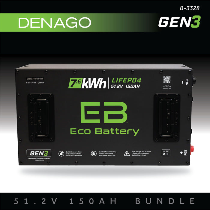 48V 150Ah LiFePO4 Battery Bundle - front view