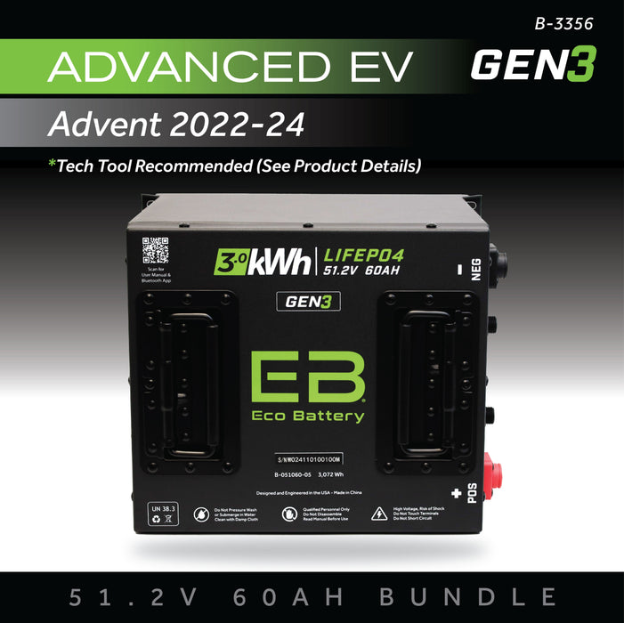 48V 60Ah LiFePO4 Battery Bundle / ICON / AEV - front view