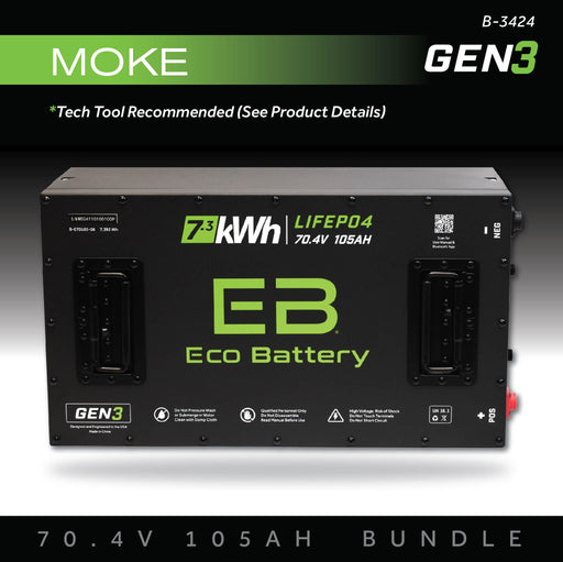 70V 105Ah LiFePO4 Battery Bundle / MOKE / Universal - front view