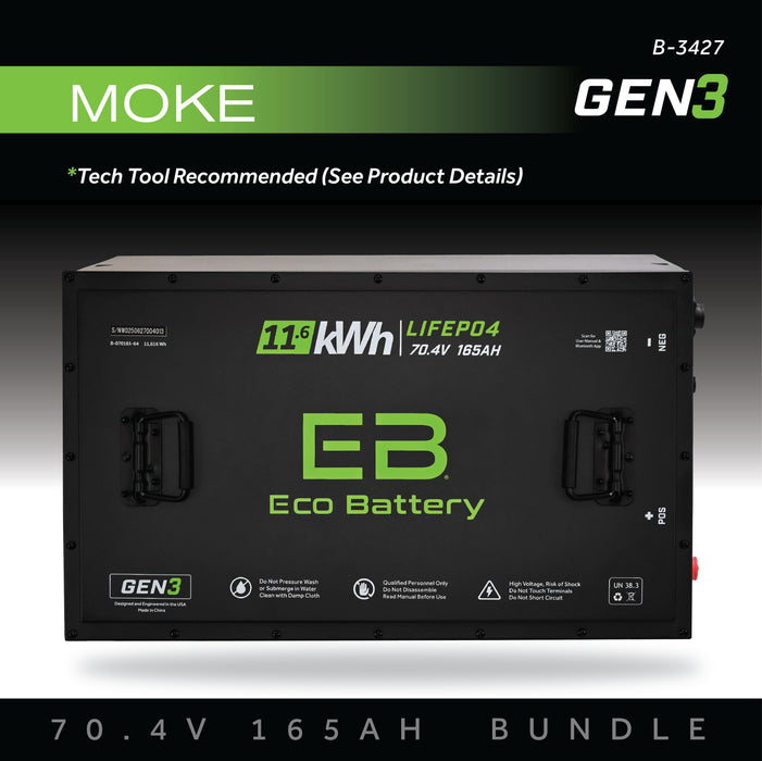 70V 165Ah LiFePO4 Battery Bundle / MOKE / Universal - front view