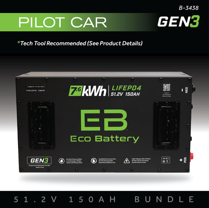 48V 150Ah LiFePO4 Battery Bundle - front view