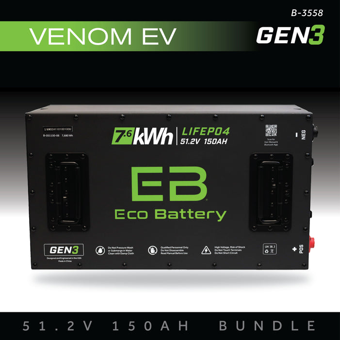 48V 150Ah LiFePO4 Battery Bundle - front view