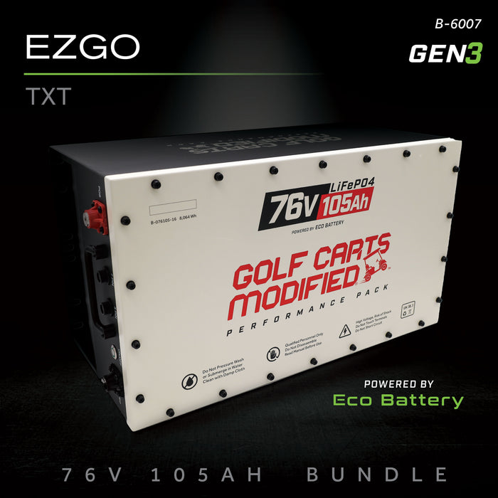 Eco Battery 76V 105Ah lithium battery bundle for EZGO TXT