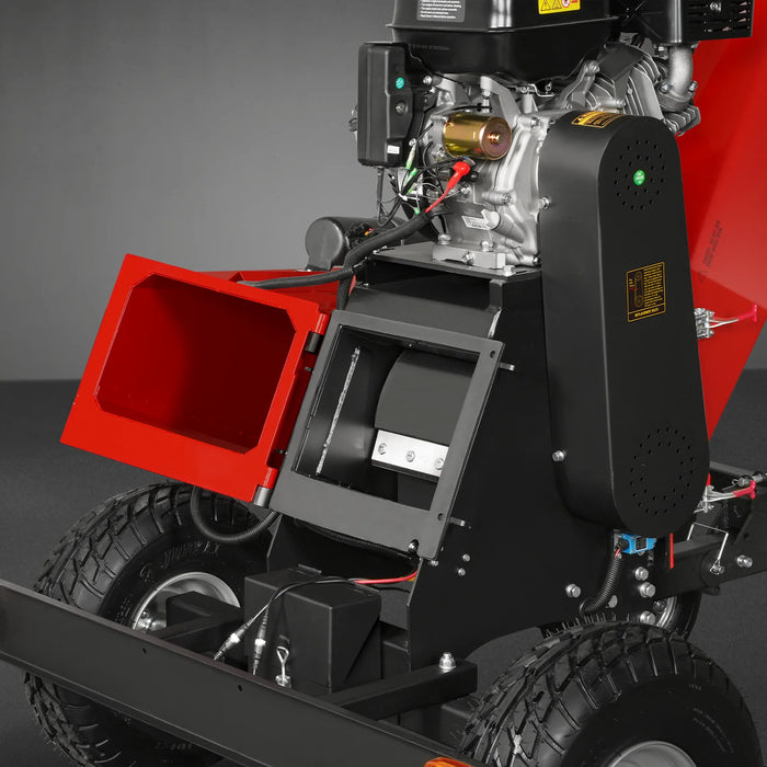 6 inch ZONSEN E-Start 459cc 15hp Gas Powered 4 - Wheel Drum Wood Chipper with Taillight ,  B150