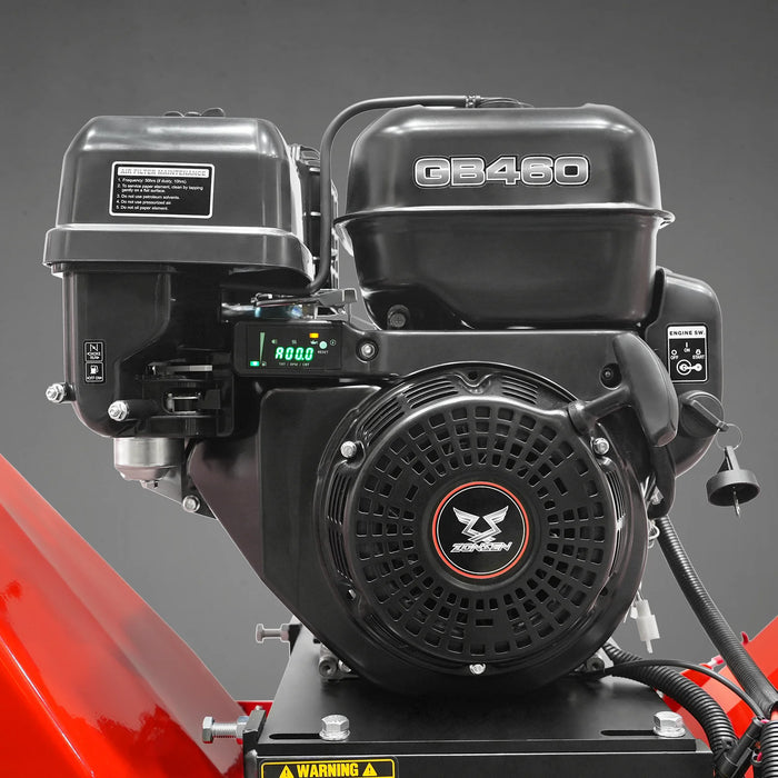 6 inch ZONSEN E-Start 459cc 15hp Gas Powered 4 - Wheel Drum Wood Chipper with Taillight ,  B150