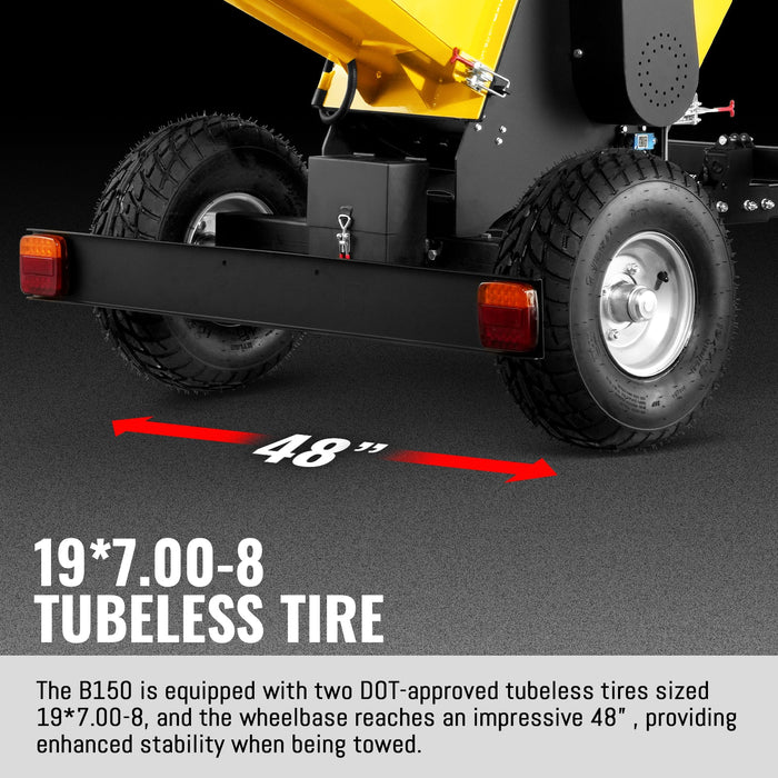 6 inch E-start Zonsen 459cc 15hp Gas Powered 4 - Wheel Drum Wood Chipper with Taillight ,  B150