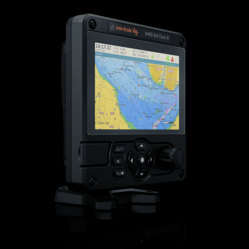 em-trak B400 AIS transceiver angled view