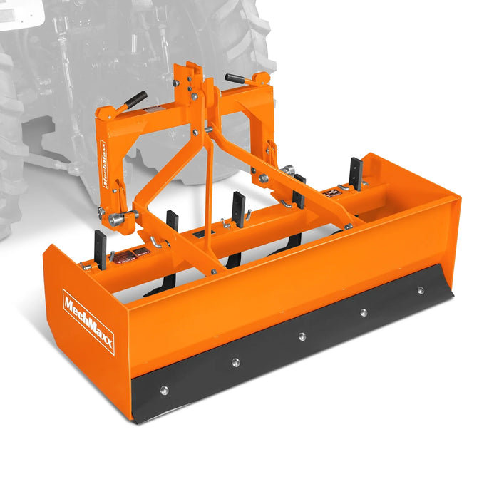 72" Box Blade Scraper with 6 Shanks 3 Point Hitch Tractor Attachment,  BB72