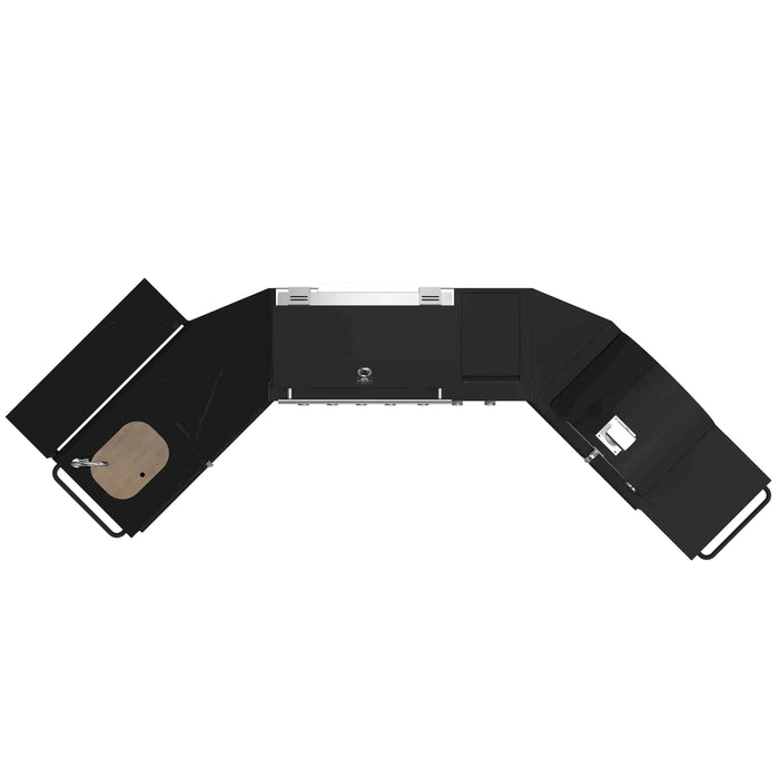 Forno All'Aperto Outdoor Kitchen Set with 87,600 BTU BBQ, Sink & Bar Module, Gas Pizza Oven, Black Sintered Stone Countertops in Black (FODKT2551BLK)