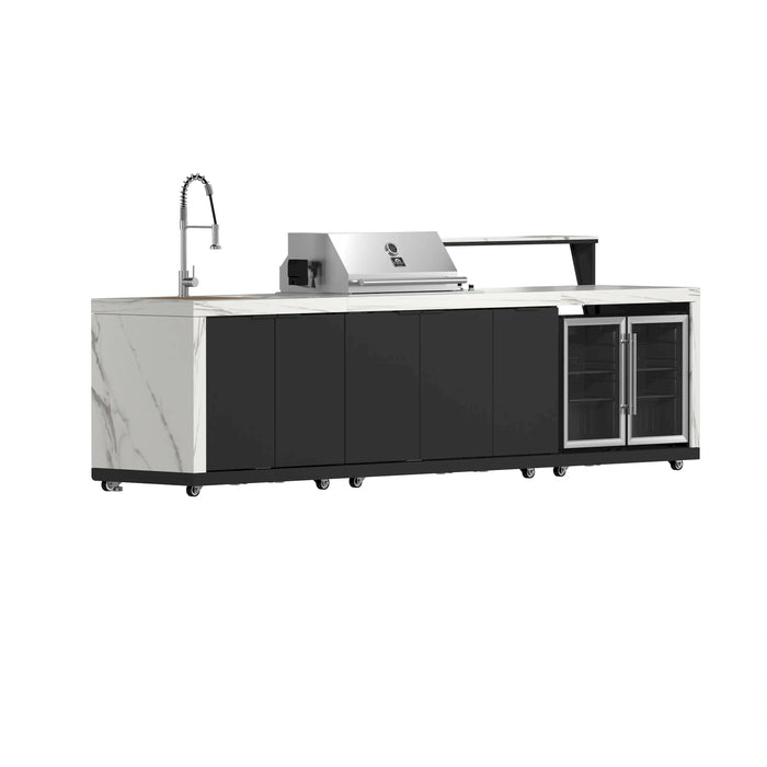 Forno Rimini Outdoor Kitchen 30-Inch BBQ 62,000 BTU, 4.8 cu.ft. Beverage Center, Stainless Steel Sink, White Countertops (FODKT2575WHT)