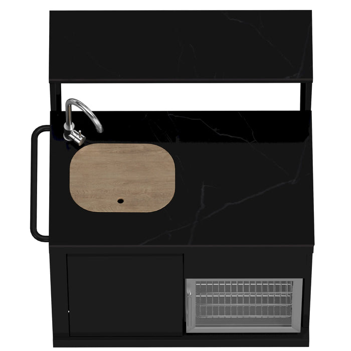 Forno All'Aperto 62,600 BTU BBQ with 3 Stainless-Steel Burners & Infrared Burners & Sink Module with Black Sintered Stone Countertops, Bar & Beverage Center (FODKT2582BLK)