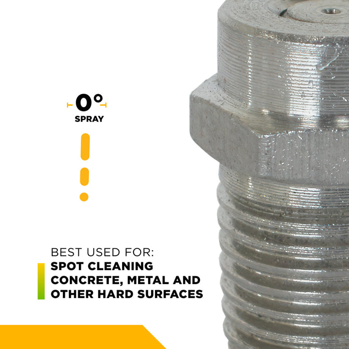 0° 1/4" MEG Spray Pressure Washer Nozzle - 2.0 Orifice