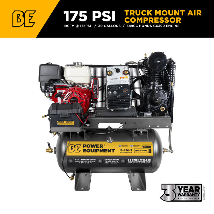 19 CFM @ 175 PSI Gas Air Compressor/Welder/Generator with Honda GX390 Engine