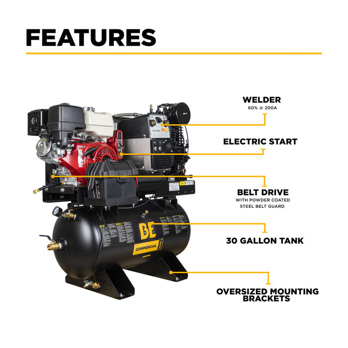 19 CFM @ 175 PSI Gas Air Compressor/Welder/Generator with Honda GX390 Engine