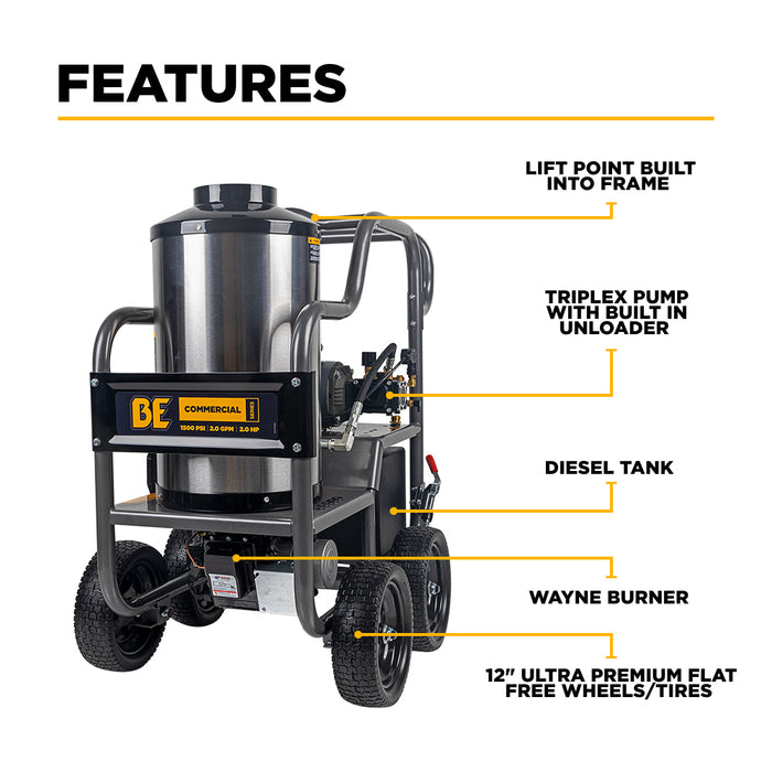 1,500 PSI 2.0 GPM Hot Water Pressure Washer with TechTop Motor and CP Triplex Pump - HW152EA