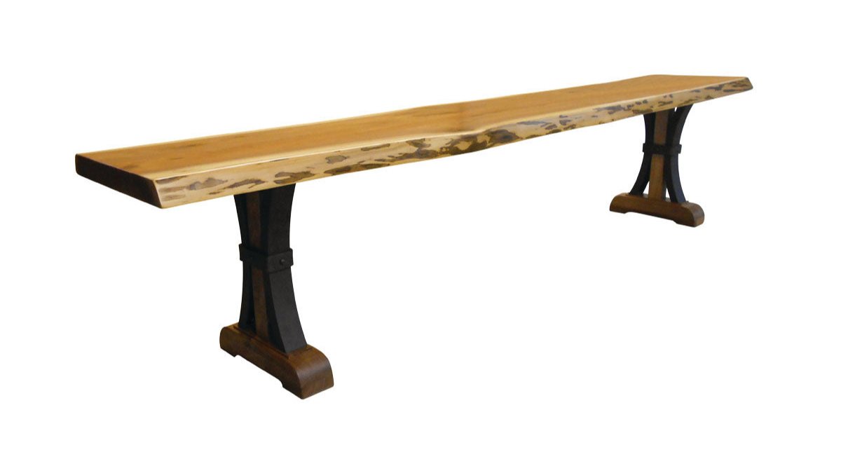 Quick Ship - 14 x 84 Live Edge Bench Seat Top - Rustic Walnut