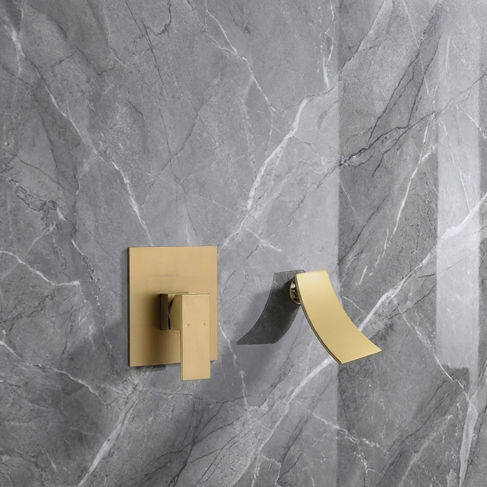 wonderland shower inc Waterfall Wall-mount pressure balance Bath Tub Filler Faucet Brushed Gold