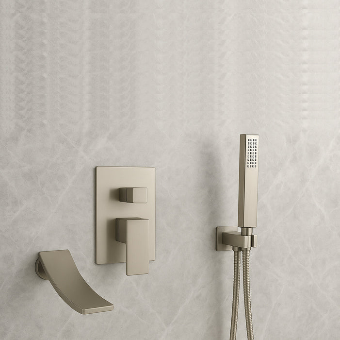 wonderland shower inc Waterfall Wall-mount Bath Tub Filler Faucet with Handheld Shower Oil Rubbered bronze or... - Close-Up