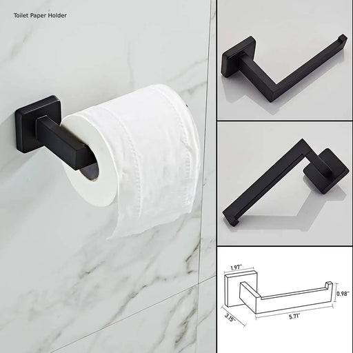 wonderland shower inc Luxurious 4-Piece Stainless Square Matte Black Bathroom Hardware Set:... Shower Accessory - Side View