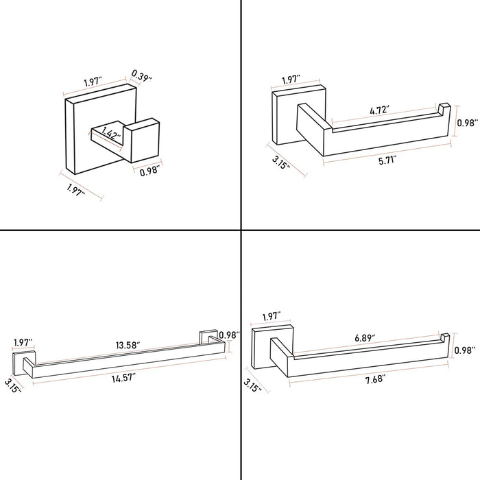 wonderland shower inc Luxurious 4-Piece Stainless Square Matte Black Bathroom Hardware... Shower Accessory - Lifestyle View