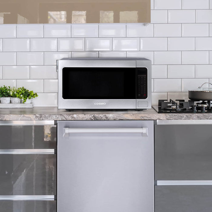 Cosmo 4 Piece Appliance Package - 30-Inch Electric Cooktop, Wall Mount Range Hood, Wall Oven, and Microwave in Stainless Steel (COS-4PKG-132) Cosmo