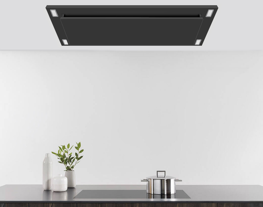 (Dented) 600 CFM Black Flush Ceiling Mount Range Hood - VICTORY Sunset