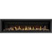 Napoleon Ascent Linear 76 natural gas linear fireplace with Beach Fire and woodland media and porcelain panels