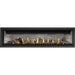 Napoleon Ascent Linear 76 natural gas linear fireplace with Beach Fire media and brick panels