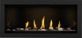 Napoleon Ascent Linear Premium 46 natural gas linear fireplace with Shore Fire media and porcelain reflective panels