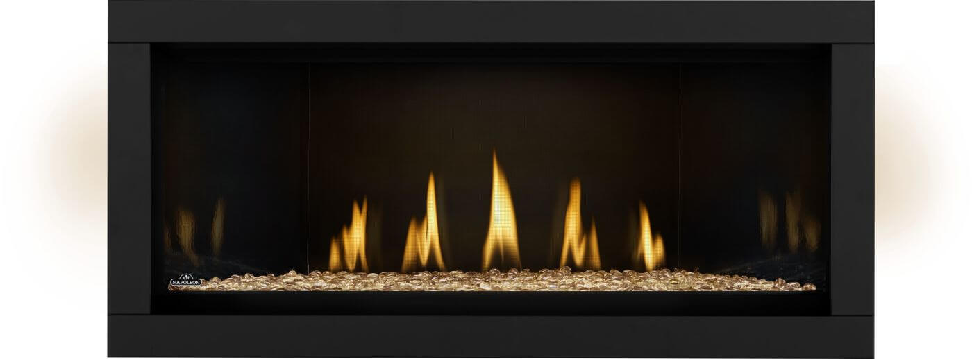 Napoleon Ascent Linear Premium 46 natural gas linear fireplace with topaz glass media option