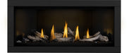 Napoleon Ascent Linear Premium 46 natural gas linear fireplace with Beach Fire media and black surround