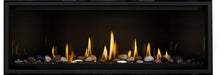 Napoleon Ascent Linear Premium 56 natural gas linear fireplace with mineral rock media and black surround