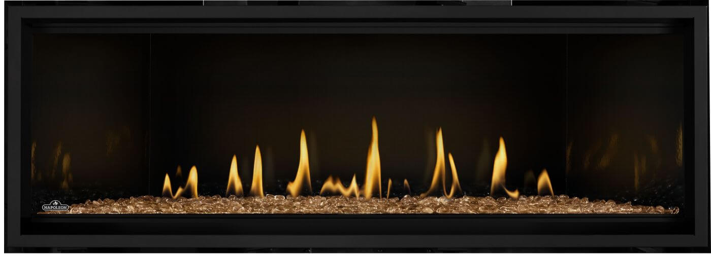Napoleon Ascent Linear Premium 56 natural gas linear fireplace with topaz glass media option