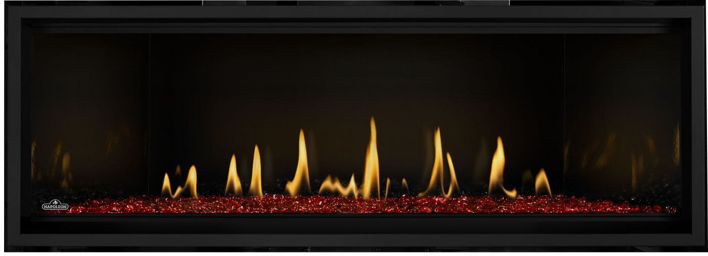 Napoleon Ascent Linear Premium 56 natural gas linear fireplace with glass media option