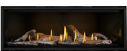 Napoleon Ascent Linear Premium 56 natural gas linear fireplace with birch logs, porcelain panels and black surround