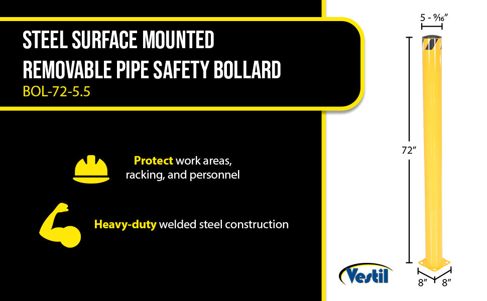 Vestil BOL-72-5.5 steel pipe safety bollard feature overview 2