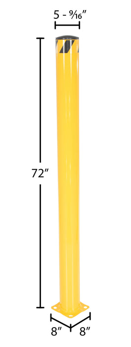 Vestil BOL-72-5.5 steel pipe safety bollard dimensions diagram