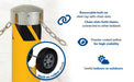 Vestil BOL-MB-JKS-42-5.5 steel movable bollard with wheels, removable bolt-on steel cap feature overview 2