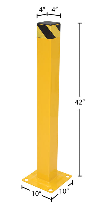Vestil BOL-SQ-42-4 steel square bollard with cap dimensions diagram