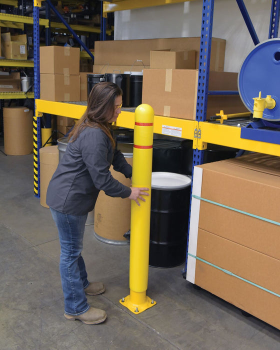 Vestil BPC-7L low density polyethylene bollard post cover red tape - view 7