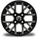 MODZ Matrix 12x7 Glossy Black with Ball Mill Wheel & Gladiator A/P Tire golf cart wheel and tire – view 3