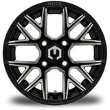 MODZ Matrix 12x7 Glossy Black with Ball Mill Wheel & X Comp Golf X/T Tire golf cart wheel and tire – view 3