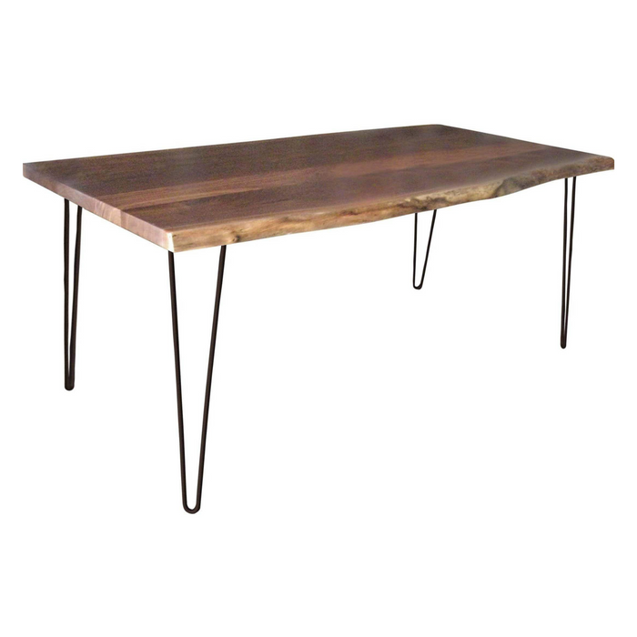 Barkman Furniture Live Edge Dining Table with Steel Hairpin Base