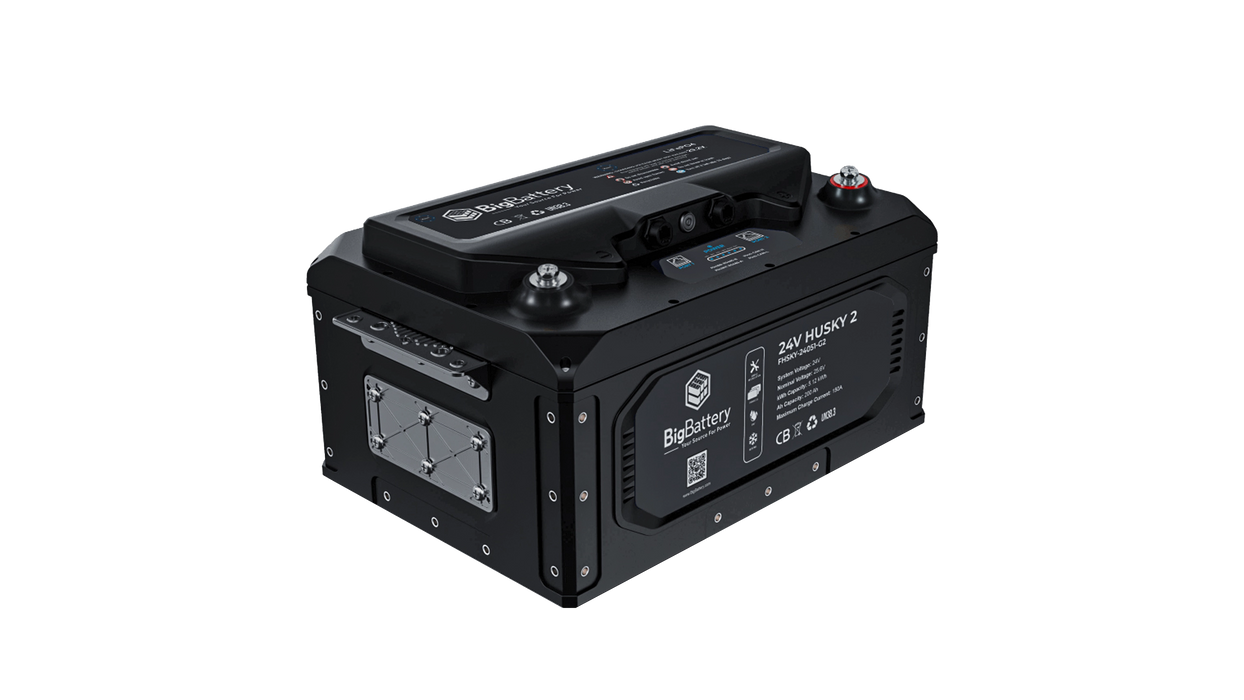 High quality photo of the Big Battery 24V Husky Front Right View. Photo sourced by Current Connected.